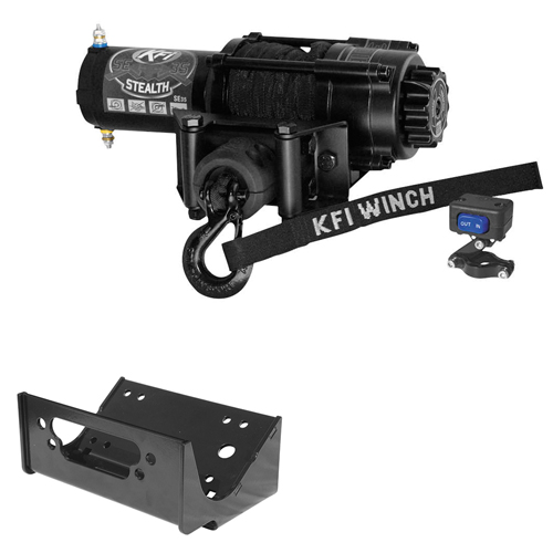 3500 lb KFI Stealth Synthetic Rope Winch w Mount Kawasaki Teryx 800